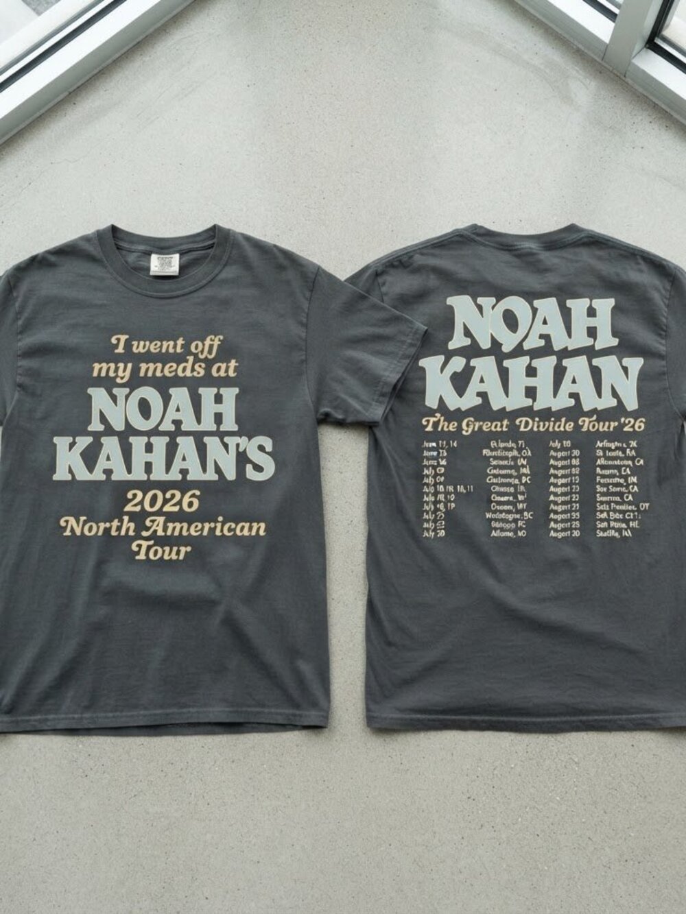 Noah Kahan The Great Divide Tour 2026 Black T-Shirt S-4XL